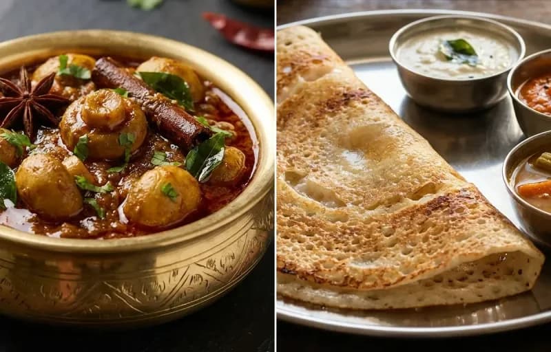 Mushroom Chettinad Masala with Dosa