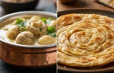 Mushroom Korma with Laccha Paratha