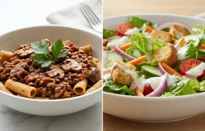 Mushroom Lentil Ragu over Pasta