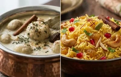 Mushroom Yakhni with Kashmiri Pulao