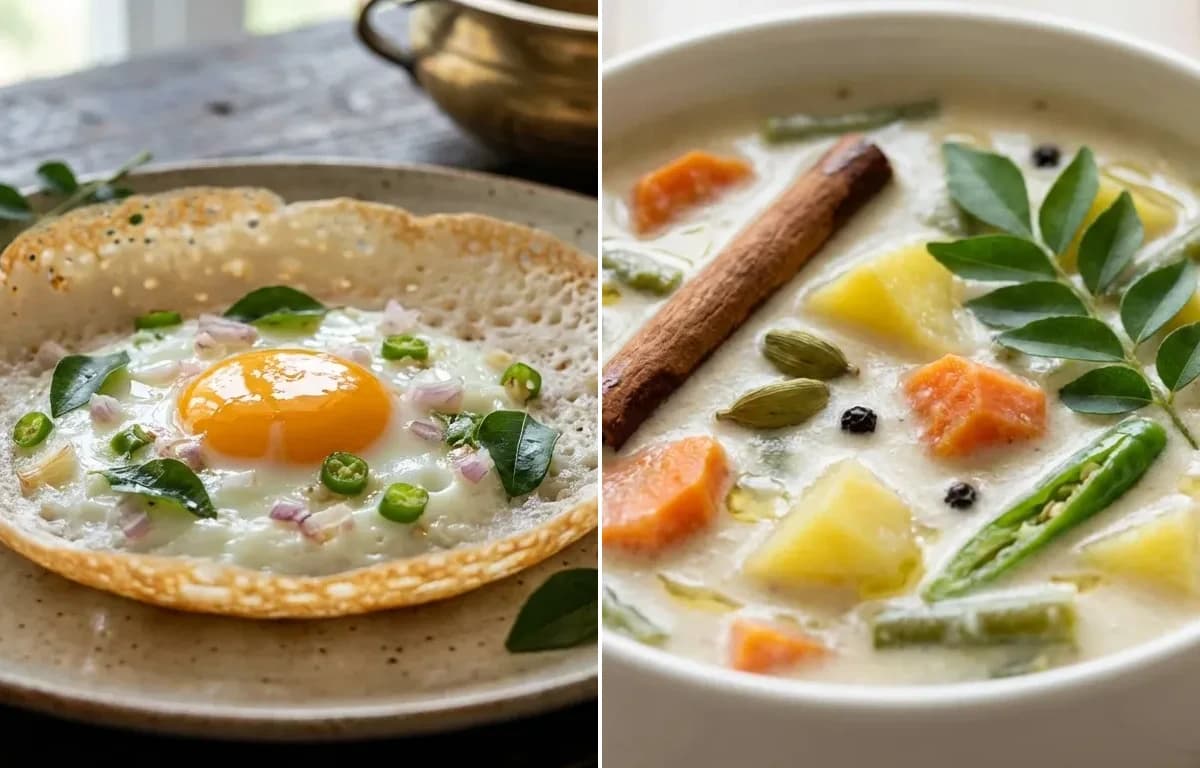 Mutta Appam with Kerala Vegetable Stew