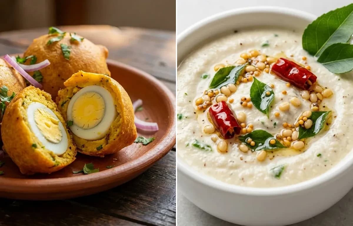 Muttai Bonda with Coconut Chutney