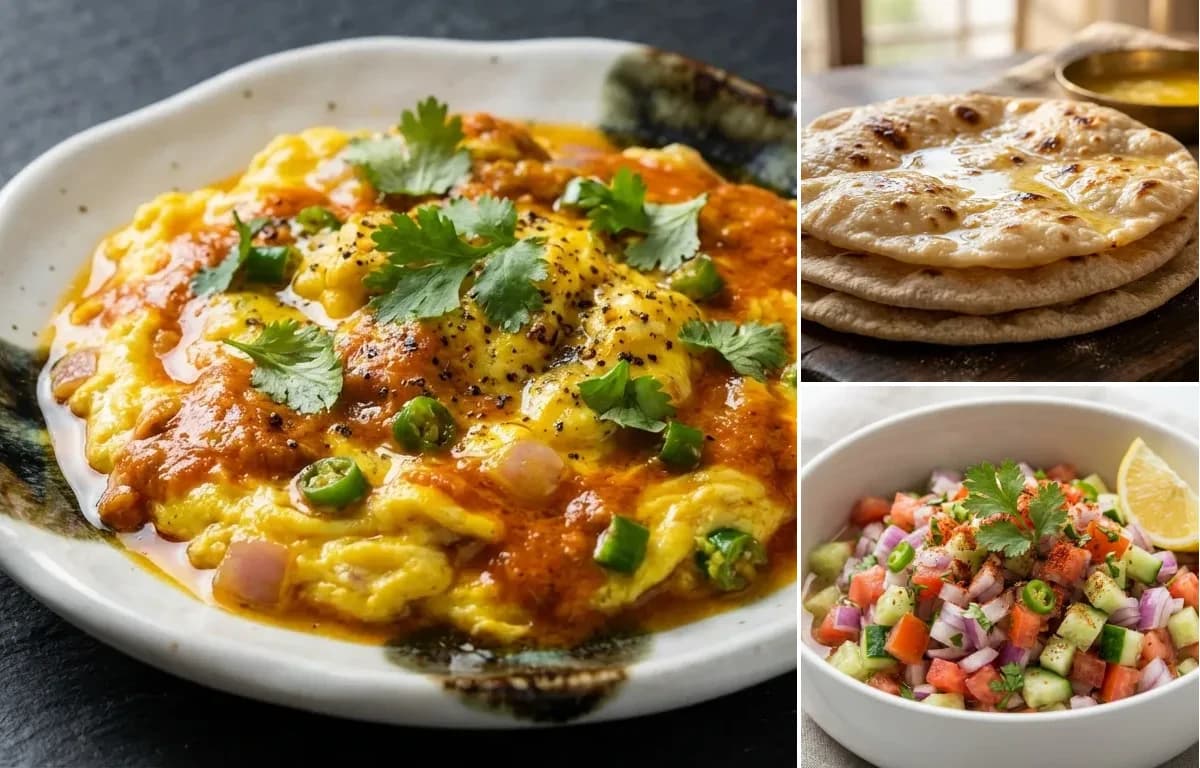 Muttai Kalakki, Chapati and Kachumber Salad