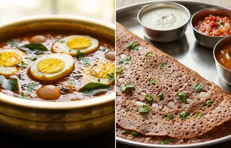 Muttai Kuzhambu with Ragi Dosa