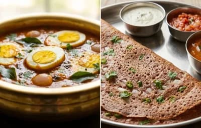 Muttai Kuzhambu with Ragi Dosa