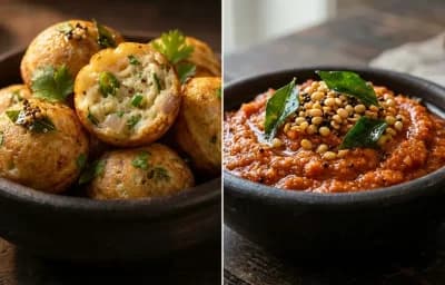 Muttai Paniyaram with Kara Chutney