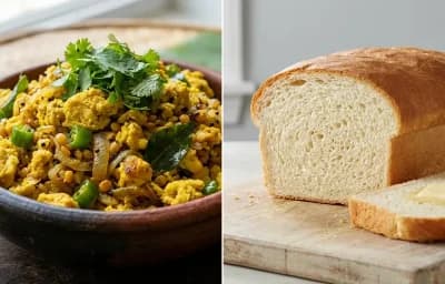 Muttai Poriyal with White Bread