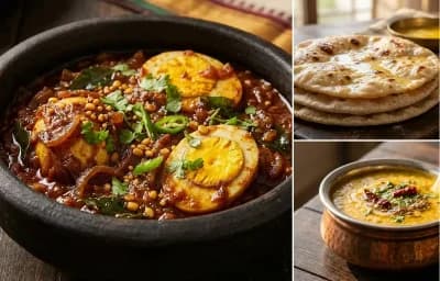 Muttai Thokku with Chapati and Dal Fry