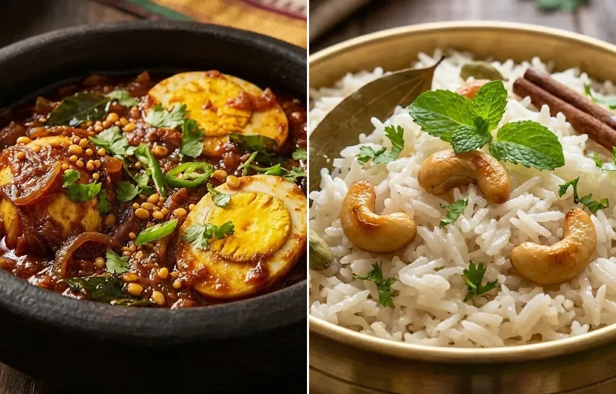 Muttai Thokku with Coconut Milk Rice