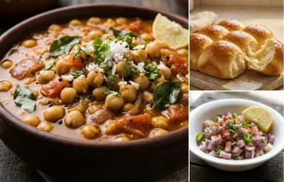 Mutter Usal with Ladi Pav and Chopped Onion Salad