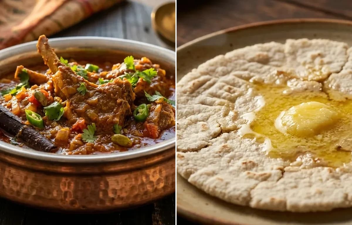 Mutton Chops Masala with Jowar Bhakri