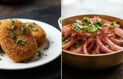 Mutton Cutlet with Onion Salad
