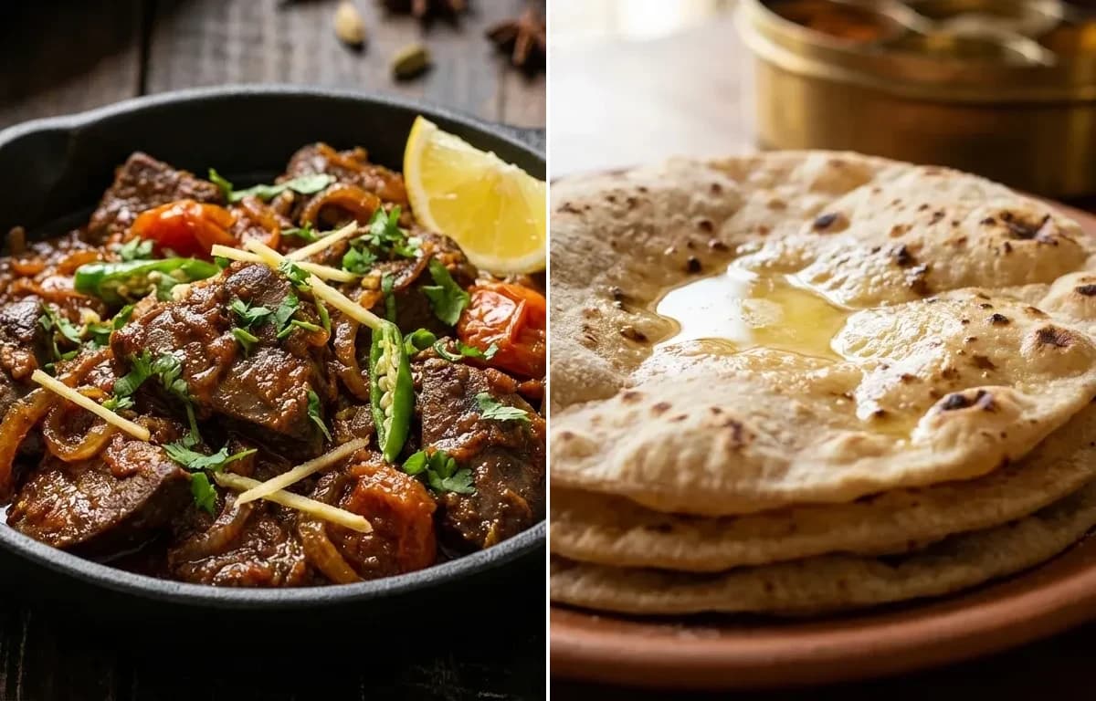 Mutton Kaleji Fry with Roti