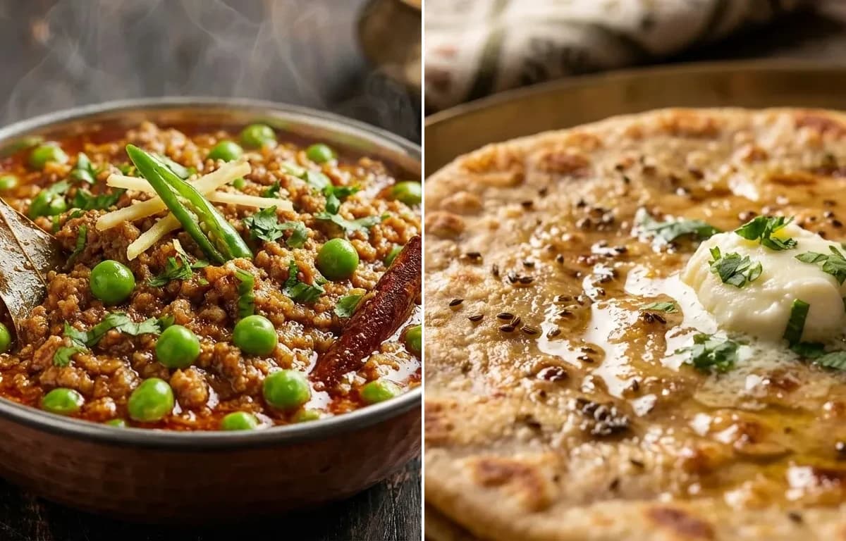 Mutton Keema Matar with Ajwain Paratha