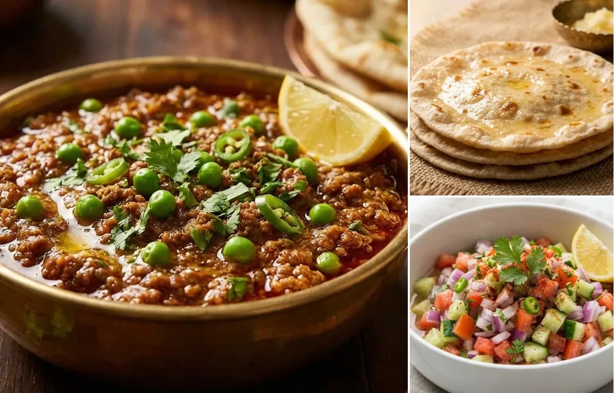Mutton Kheema, Rotli and Kachumber Salad