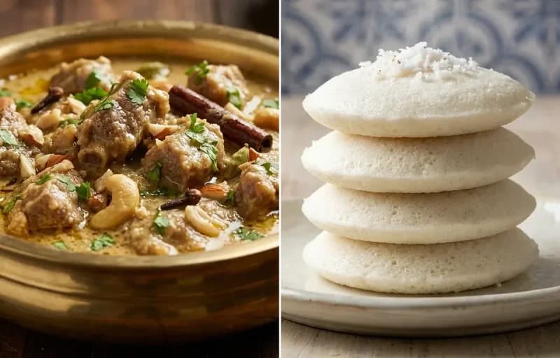 Mutton Kurma with Goan Sanna