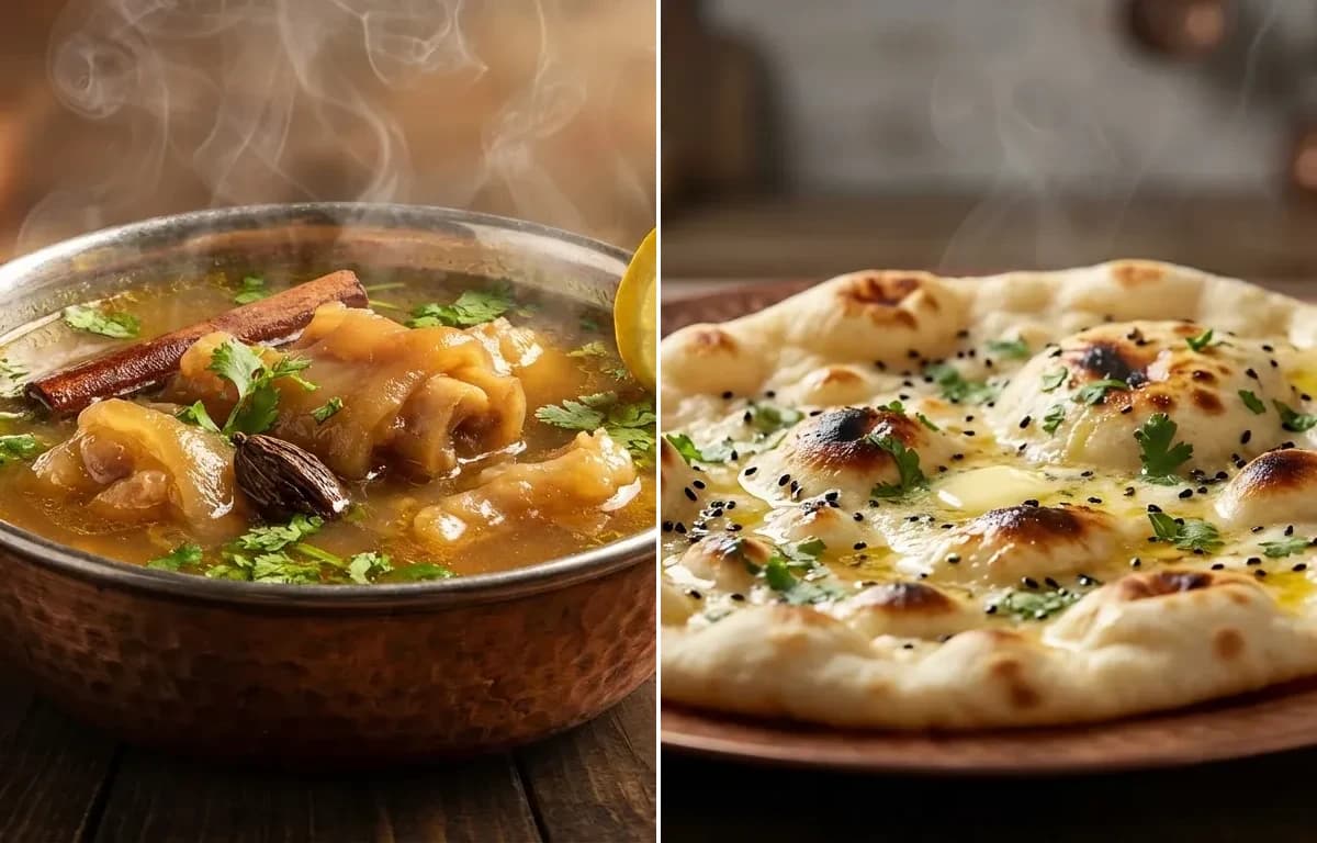Mutton Paya Soup with Butter Naan