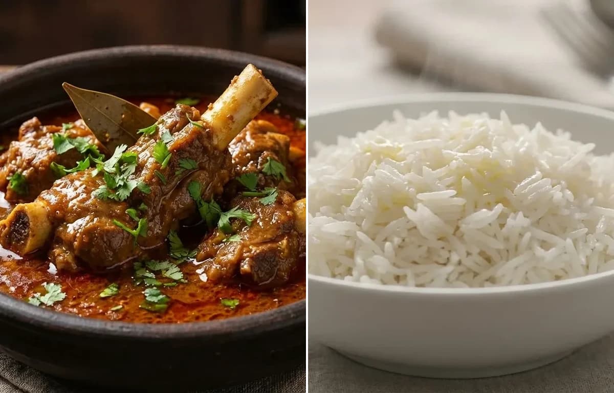 Mutton Rassa with Steamed Basmati Rice