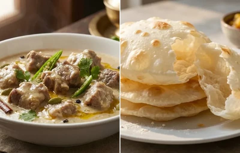 Mutton Rezala with Bengali Luchi