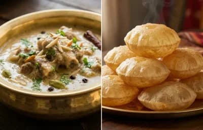 Mutton Safed Maas with Poori