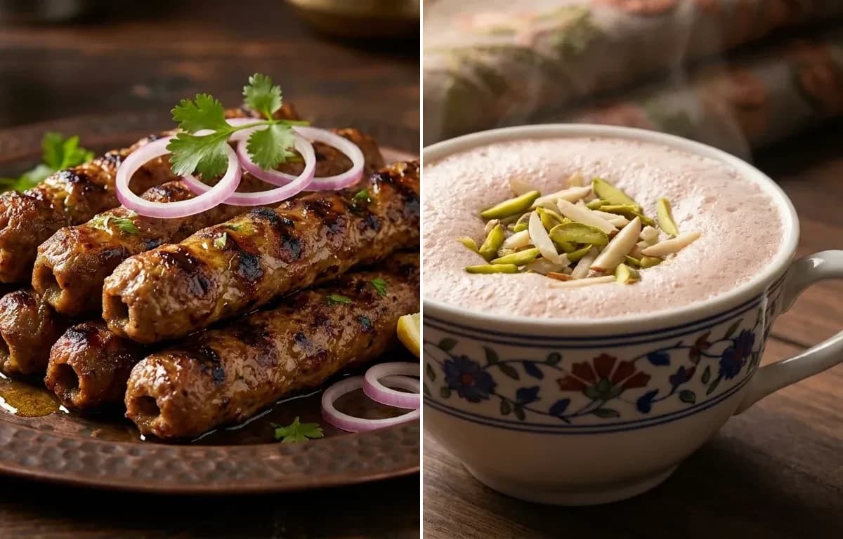 Mutton Seekh Kebab with Sheer Chai
