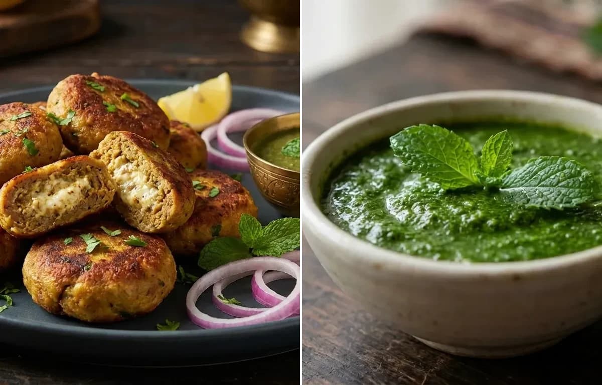 Mutton Shikampuri Kebab with Mint Chutney