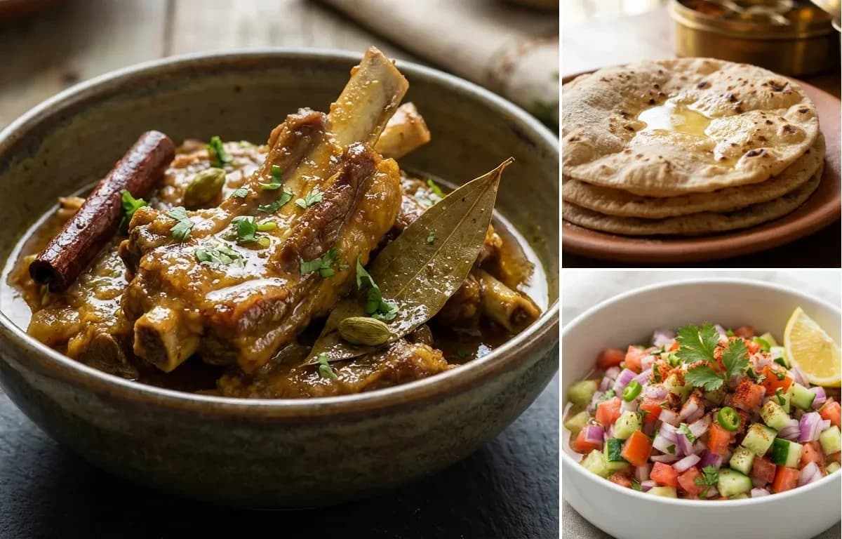 Mutton Tash, Roti and Kachumber Salad