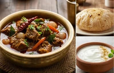 Mutton Teevan with Phulka and Dahi