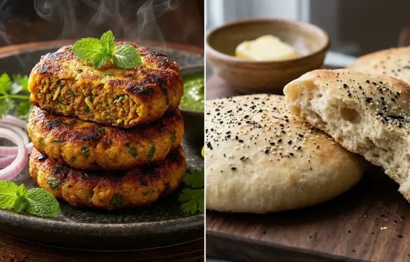 Mutton Tikki with Lavasa Bread