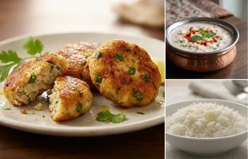Nadru Kebab, Muji Chatin and Steamed Basmati Rice