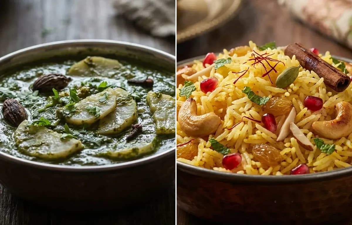 Nadru Palak with Kashmiri Pulao