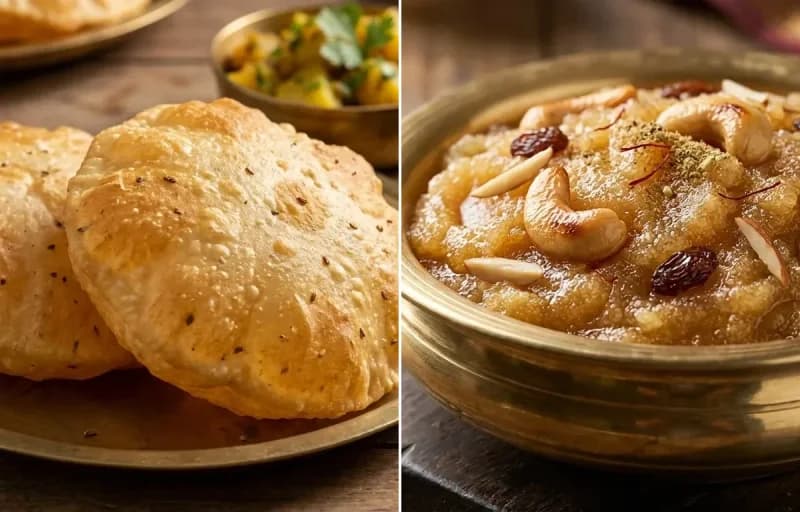 Nagori Puri with Sooji Halwa