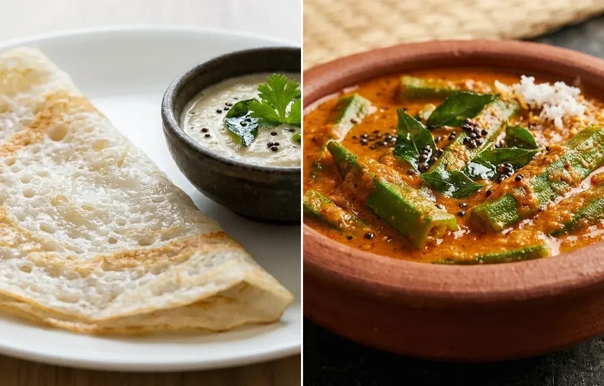 Neer Dosa with Bendekayi Gassi