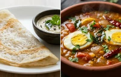 Neer Dosa with Egg Sambar