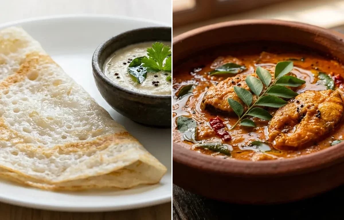 Neer Dosa with Meen Gassi