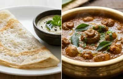 Neer Dosa with Mushroom Gassi