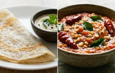 Neer Dosa with Tomato Chutney