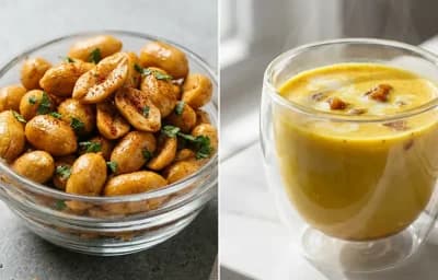 Oats Veg Upma + Peanuts + Milk