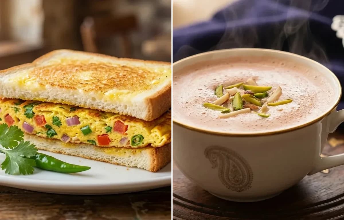 Omelette Sandwich with Noon Chai
