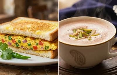 Omelette Sandwich with Noon Chai