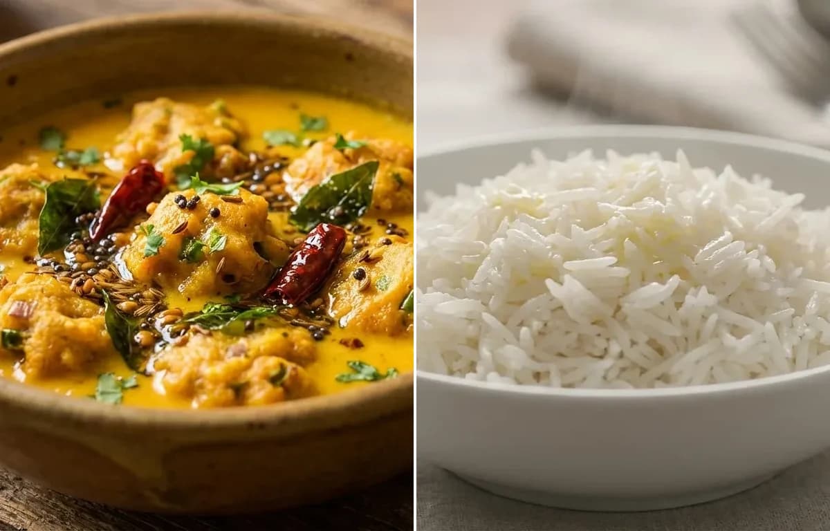Pakoda Curry with Steamed Basmati Rice