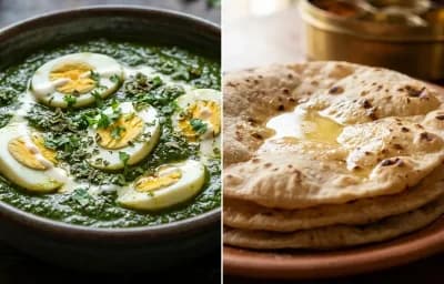 Palak Anda Curry with Roti