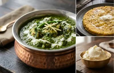Palak Chicken with Makki di Roti and White Butter
