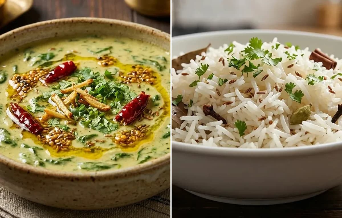 Palak ki Kadi with Jeera Rice