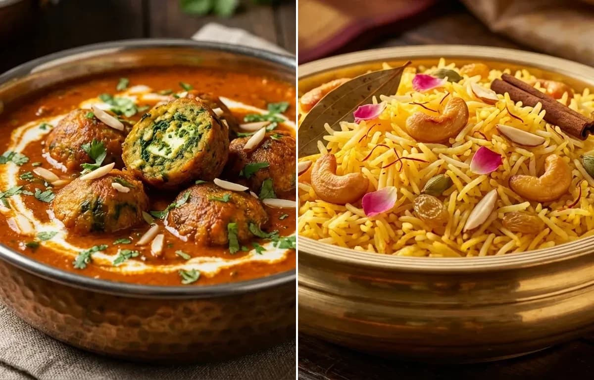 Palak Kofta Curry with Kesar Pulao