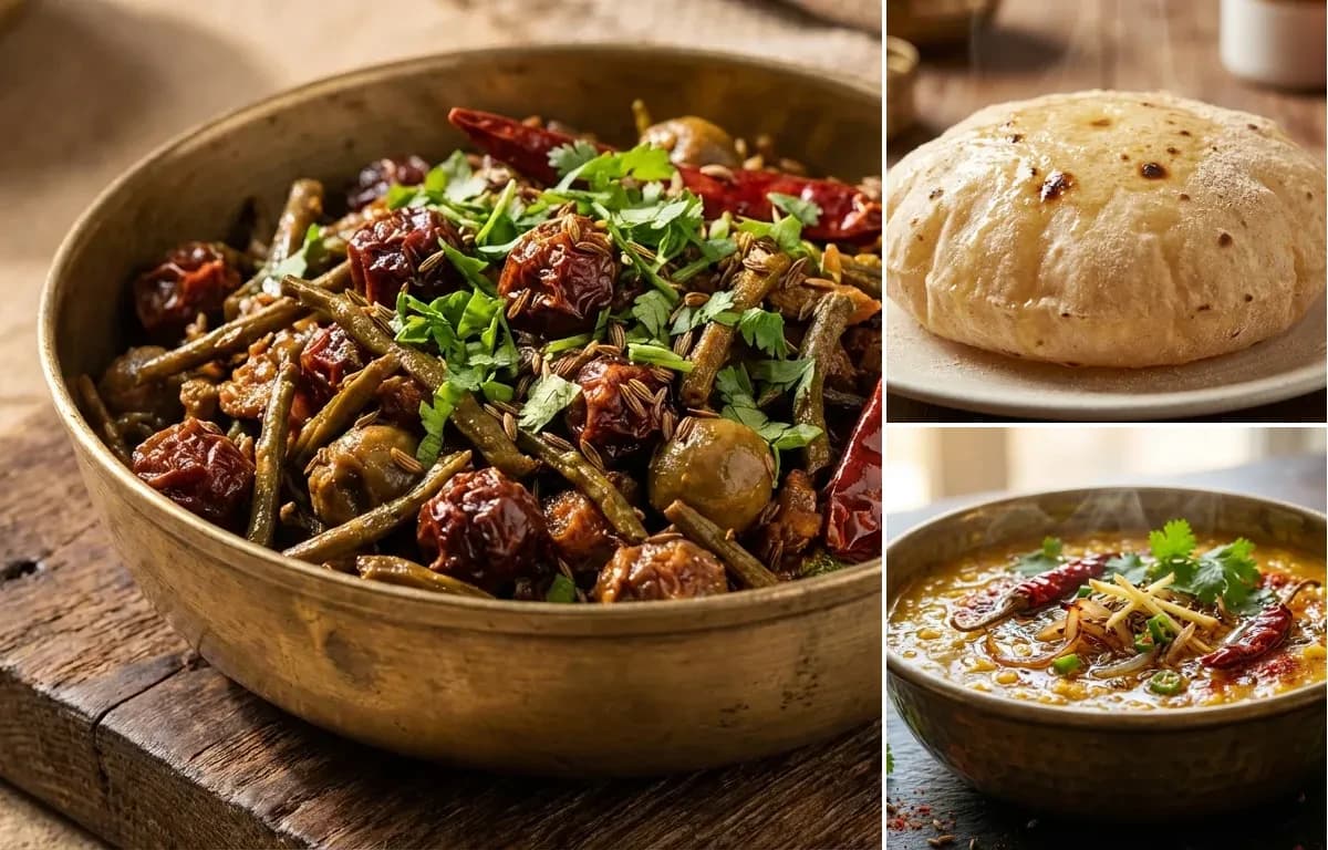 Panchkuta Sabzi, Phulka and Dal Tadka