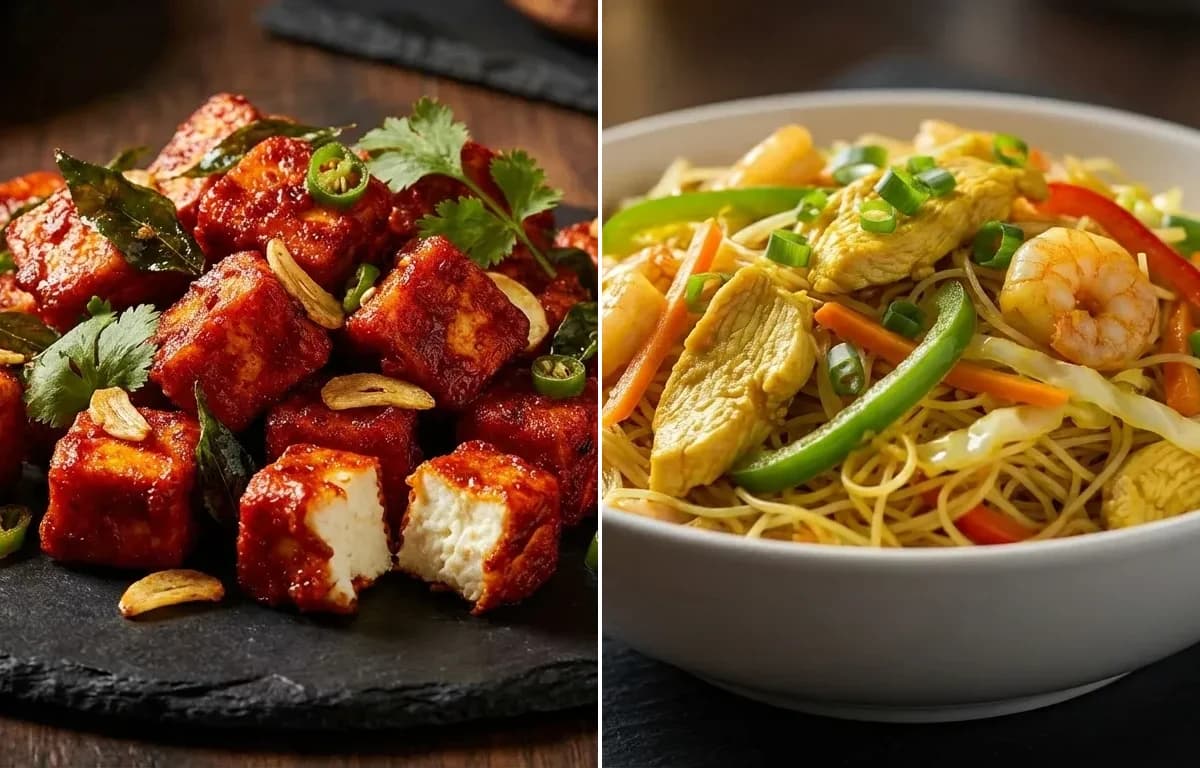 Paneer 65 with Singapore Noodles
