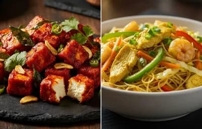 Paneer 65 with Singapore Noodles