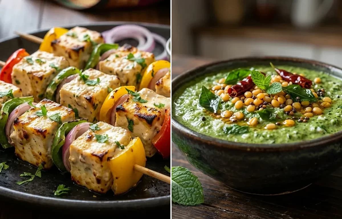 Paneer Malai Tikka with Pudhina Chutney