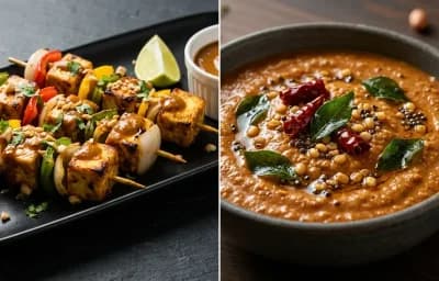 Paneer Satay with Peanut Sauce